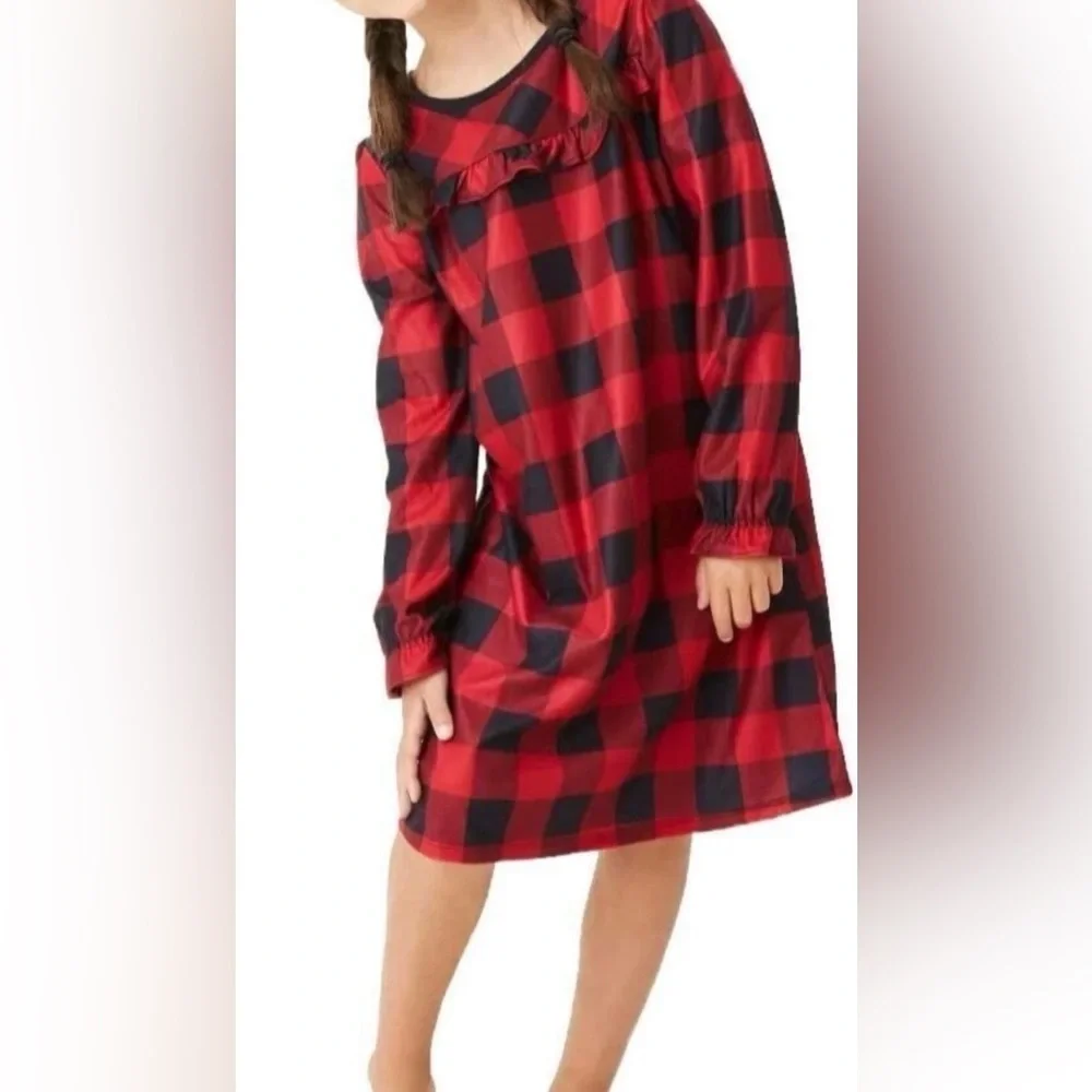 WONDERSHOP OEKO-TEX PLAID NIGHTGOWN - RED/BLACK SIZE 3T (NEW WITH TAGS)